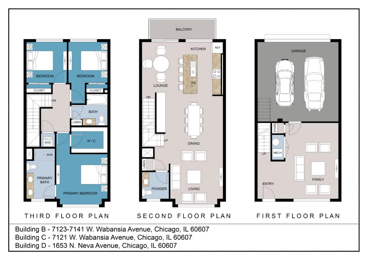 Townhome Floor Plan of Galewood Residence